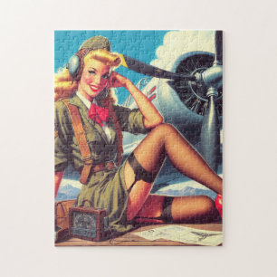 Vintage Airplane Pin-Up Jigsaw Puzzle