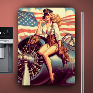 Vintage Airplane Pin-up Magnet