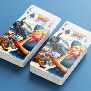 Vintage Airplane Pin-up Poker Cards