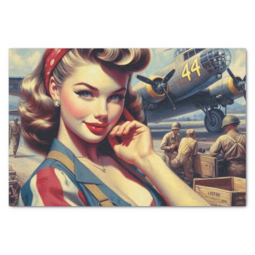 Vintage Airplane Pin Up Tissue Paper