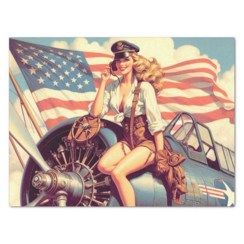 Vintage Airplane Pin_up Tissue Paper