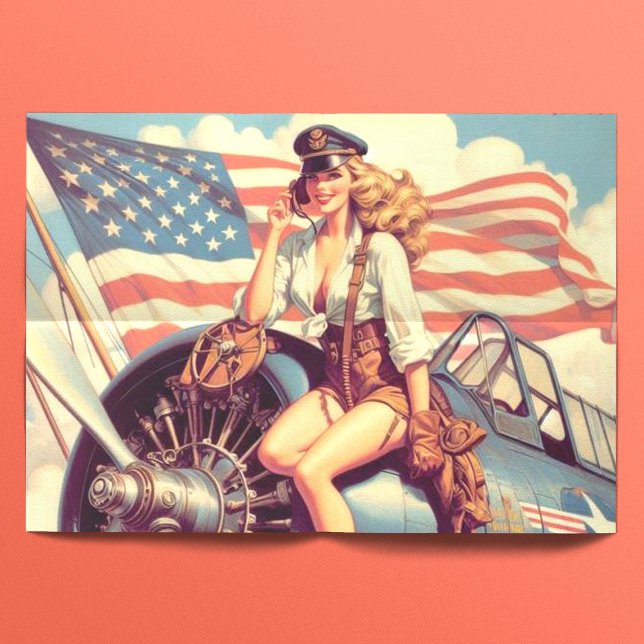 Vintage Airplane Pin-up Tissue Paper (Creator Uploaded)