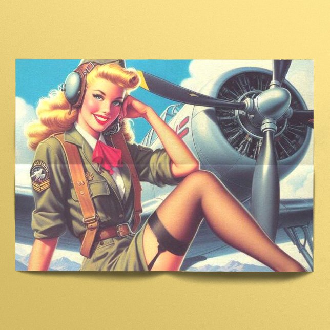 Vintage Airplane Pin-Up Tissue Paper (Creator Uploaded)