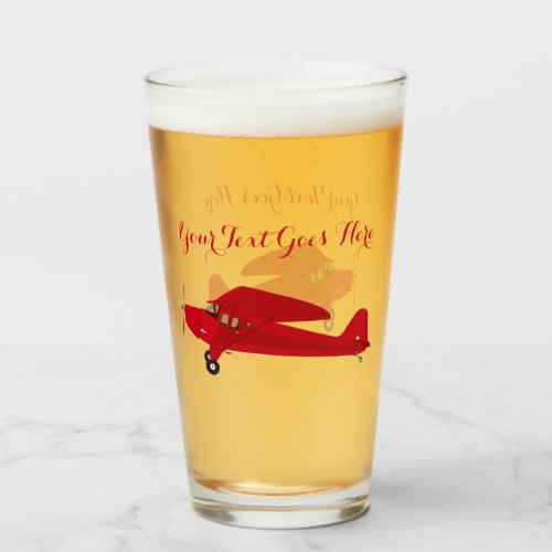 Vintage Airplane Pint Glass Beer Soda Tumbler