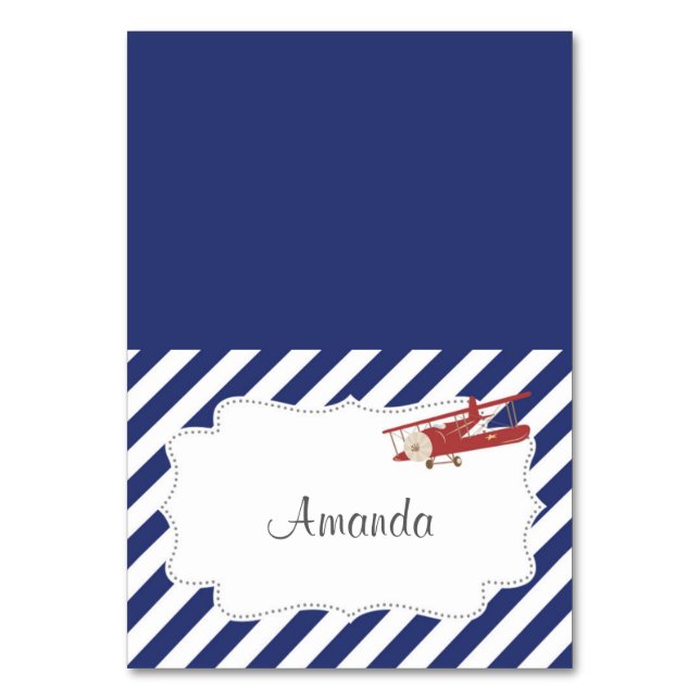 Vintage Airplane Place Card (Front)