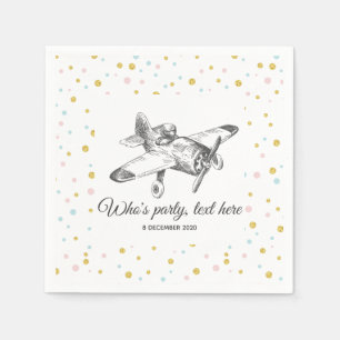 vintage, airplane, plane Cocktail Paper Napkins