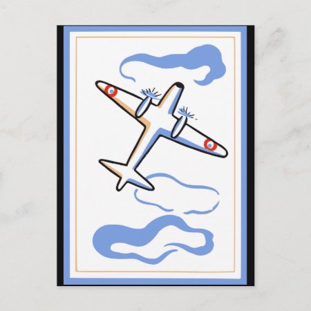 Vintage Airplane Print Postcard