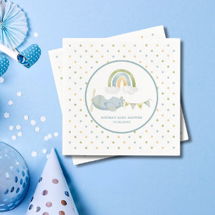 Vintage Airplane Rainbow Clouds Boy Baby Shower Napkins