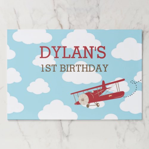 Vintage Airplane Red Cloud Kids Birthday Placemat