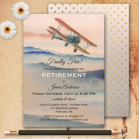 Vintage Airplane Retirement Party Invitation