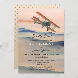 Vintage Airplane Retirement Party Invitation