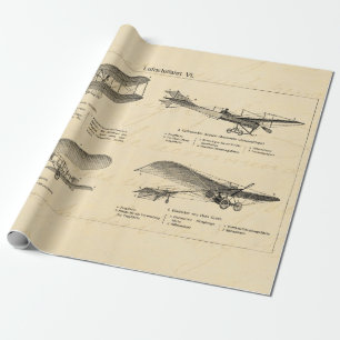 Vintage Airplane Retro Old Biplane Antique Planes Wrapping Paper
