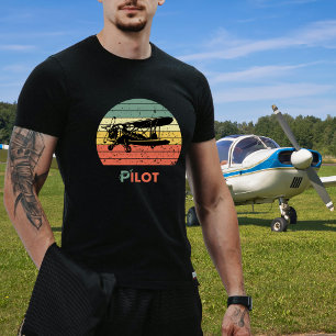 Vintage Airplane Retro Sunset Fun Aviator Pilot T-Shirt