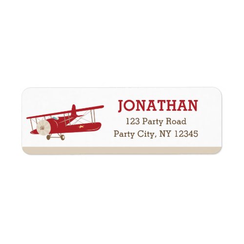 Vintage Airplane Return Address Labels Red Plane