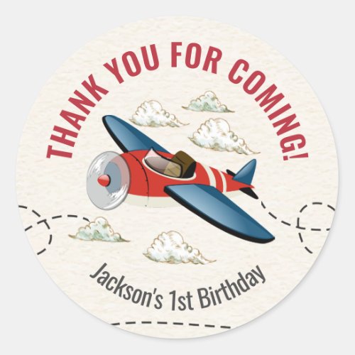 Vintage Airplane Round Stickers