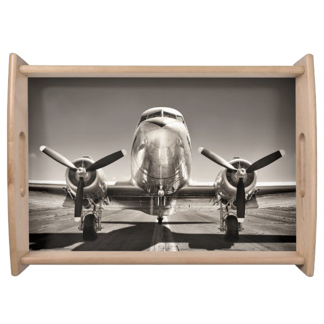 Vintage Airplane Runway Scene Serving Tray (Front)