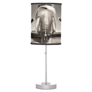 Vintage Airplane Runway Scene Table Lamp