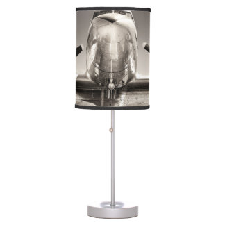 Vintage Airplane Runway Scene Table Lamp