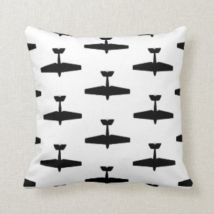 Vintage Airplane Silhouettes CUSTOM BG COLOR Throw Pillow