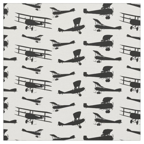 Vintage Airplane Silhouettes Decorative Planes Fabric