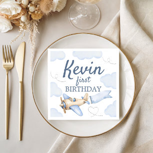 Vintage Airplane Sky Birthday Party Napkins