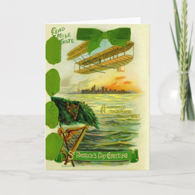 Vintage Airplane St Patrick's Day Card (Front)