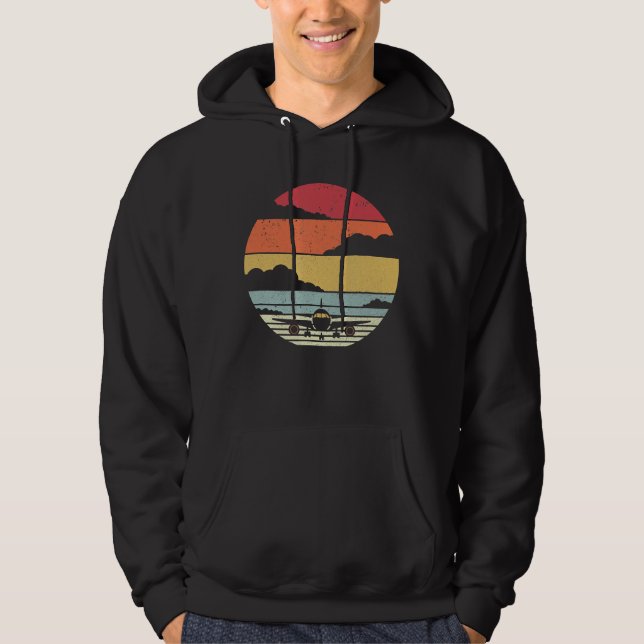 Vintage Airplane Style Pilot Lovers Costume Gift Hoodie (Front)