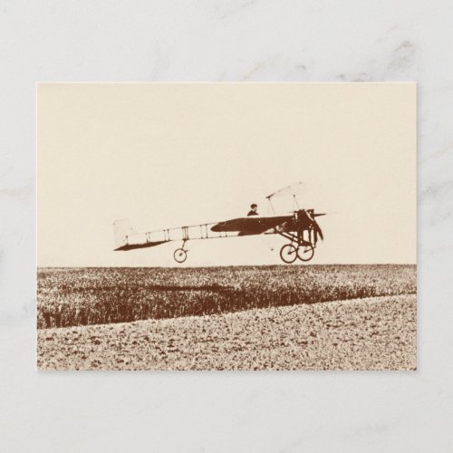 Vintage airplane taking off postcard