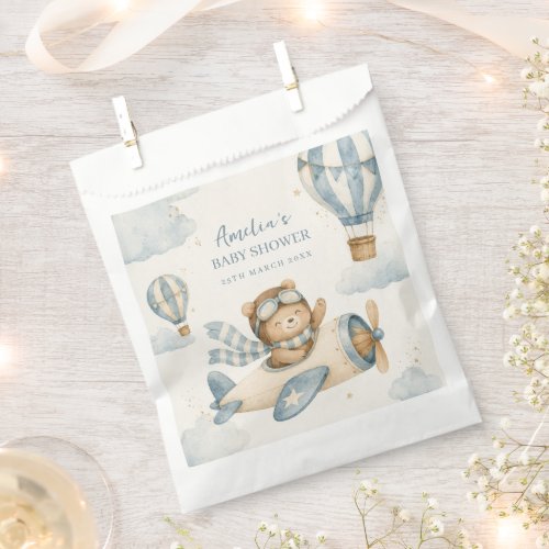 Vintage Airplane Teddy Bear Baby Shower Favor Bag