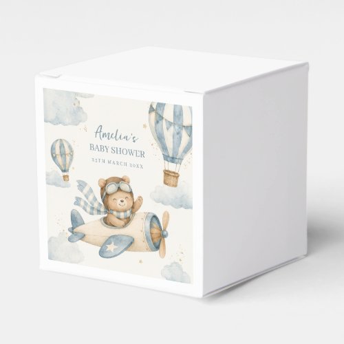 Vintage Airplane Teddy Bear Baby Shower Favor Boxes