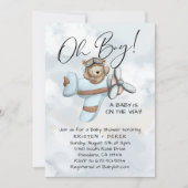 Vintage Airplane Teddy Bear Baby Shower Invitation (Front)