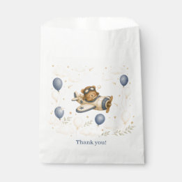 Vintage Airplane Teddy Bear Baby Shower Thank You Favor Bag