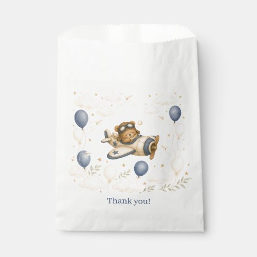 Vintage Airplane Teddy Bear Baby Shower Thank You  Favor Bag