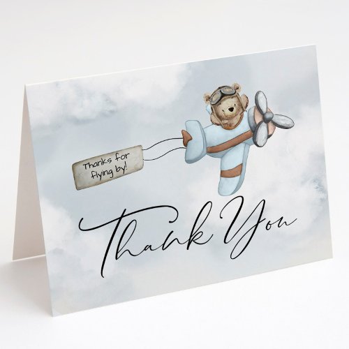 Vintage Airplane Teddy Bear Thank You Card