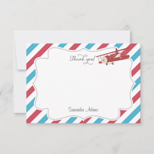 Vintage Airplane Thank You Card