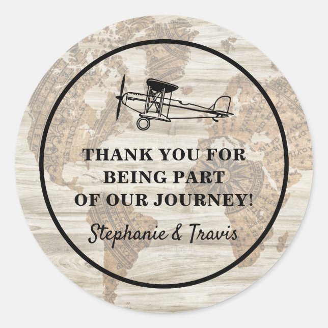 Vintage Airplane Thank You Favor Label (Front)