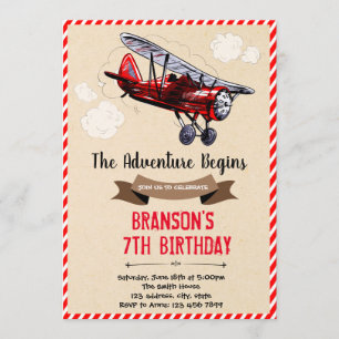 Vintage airplane theme invitation