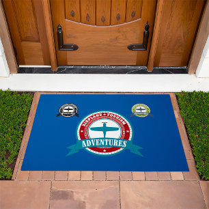 Vintage Airplane Tourism Adventures Logo Aviation Doormat