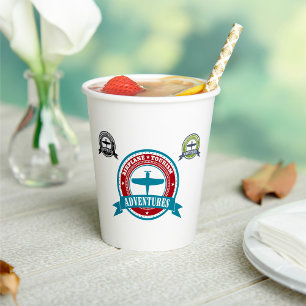 Vintage Airplane Tourism Adventures Logo Aviation Paper Cups