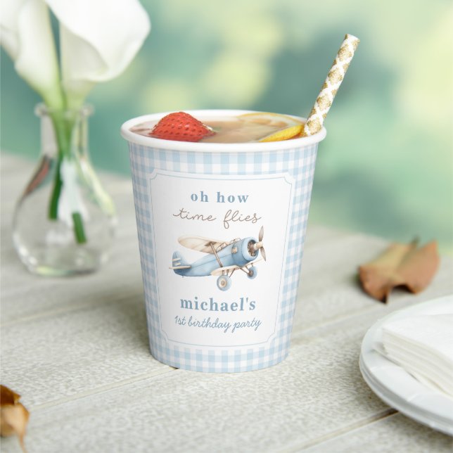 Vintage Airplane Travel 1st Birthday Paper Cups (Insitu)