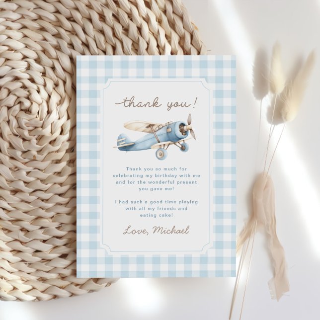 Vintage Airplane Travel 1st Birthday Thank You Card (Creator Uploaded)