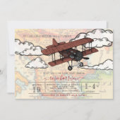 Vintage Airplane | Travel Baby Shower Invitation (Front)