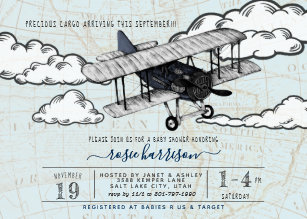 Airplane Baby Shower Invitations Zazzle