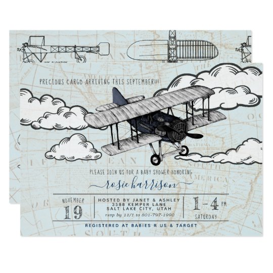 Vintage Airplane Travel Baby Shower Invitation Zazzle Com Vintage Airplane Travel Baby Shower Invitation Zazzle Com