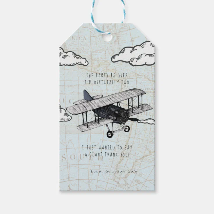 Vintage Airplane | Travel Birthday Party Favor Tag | Zazzle