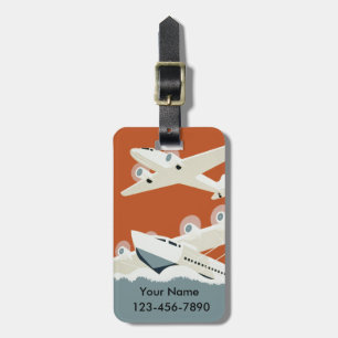 Vintage Airplane Travel Custom Luggage Tag