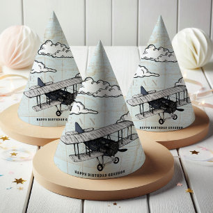 Vintage Airplane Travel Kids Birthday Party Party Hat