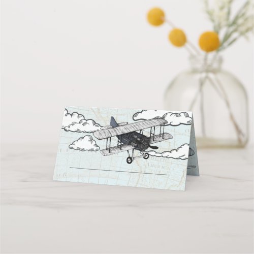 Vintage Airplane  Travel Party Place Card