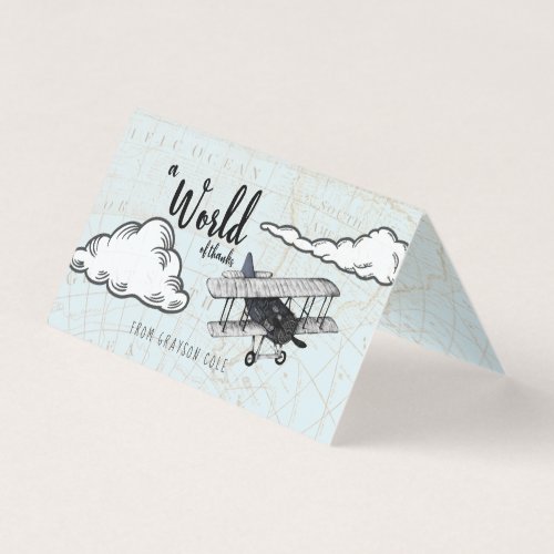Vintage Airplane Travel Party  Thank You Note