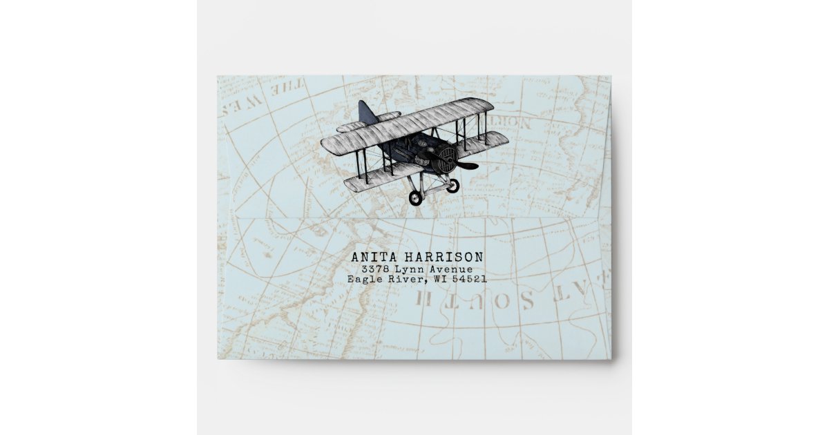 Vintage Airplane Travel Theme Personalized Envelope Zazzle